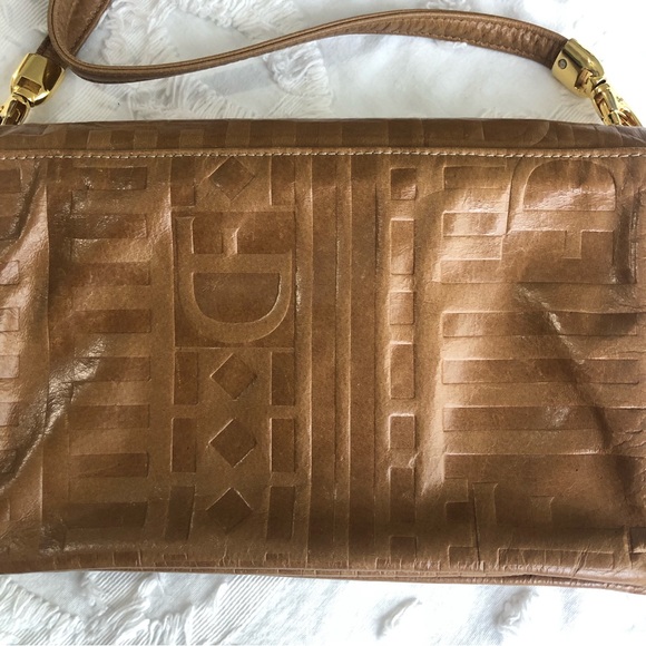 Due Fratelli ran cognac embossed leather crossbody bag purse - Picture 5 of 13